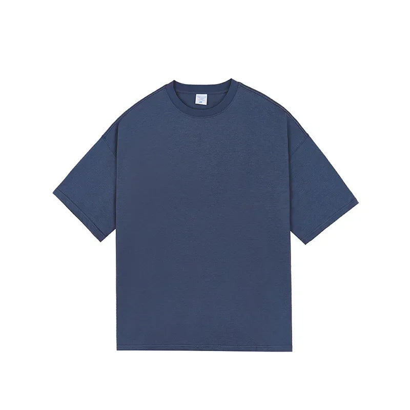 Men's Cotton Short Sleeved Loose T-shirt Navy