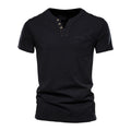 Men's Casual Breathable Slim V-Neck Thin Short Sleeve T-shirts Black