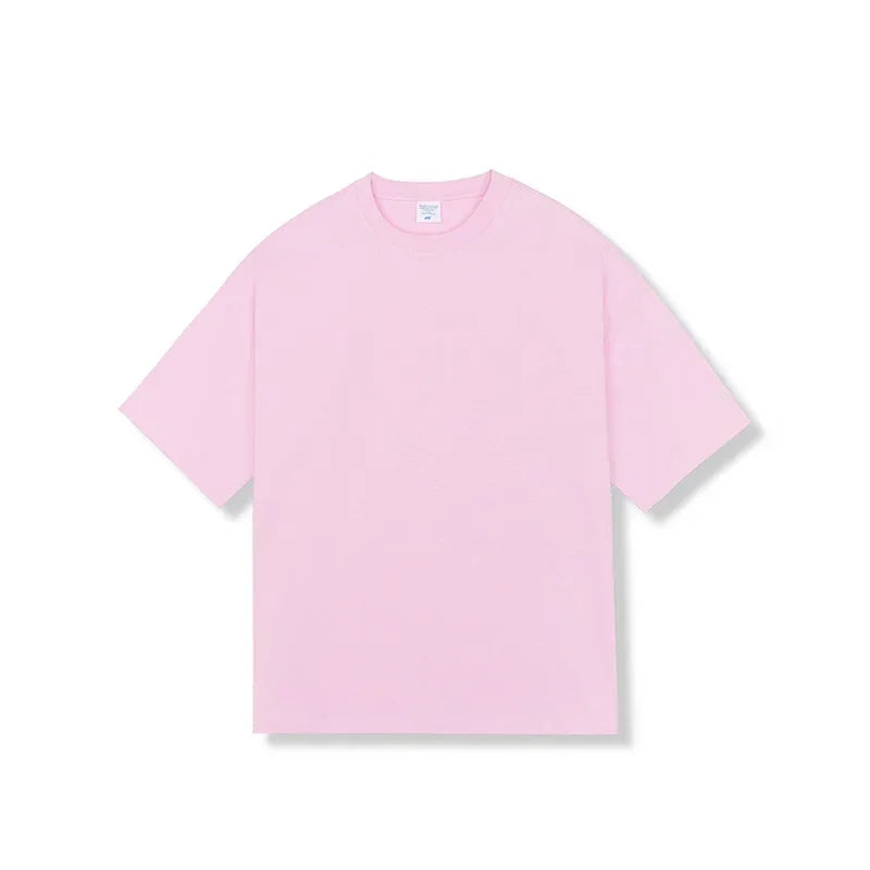 Men's Cotton Short Sleeved Loose T-shirt Pink
